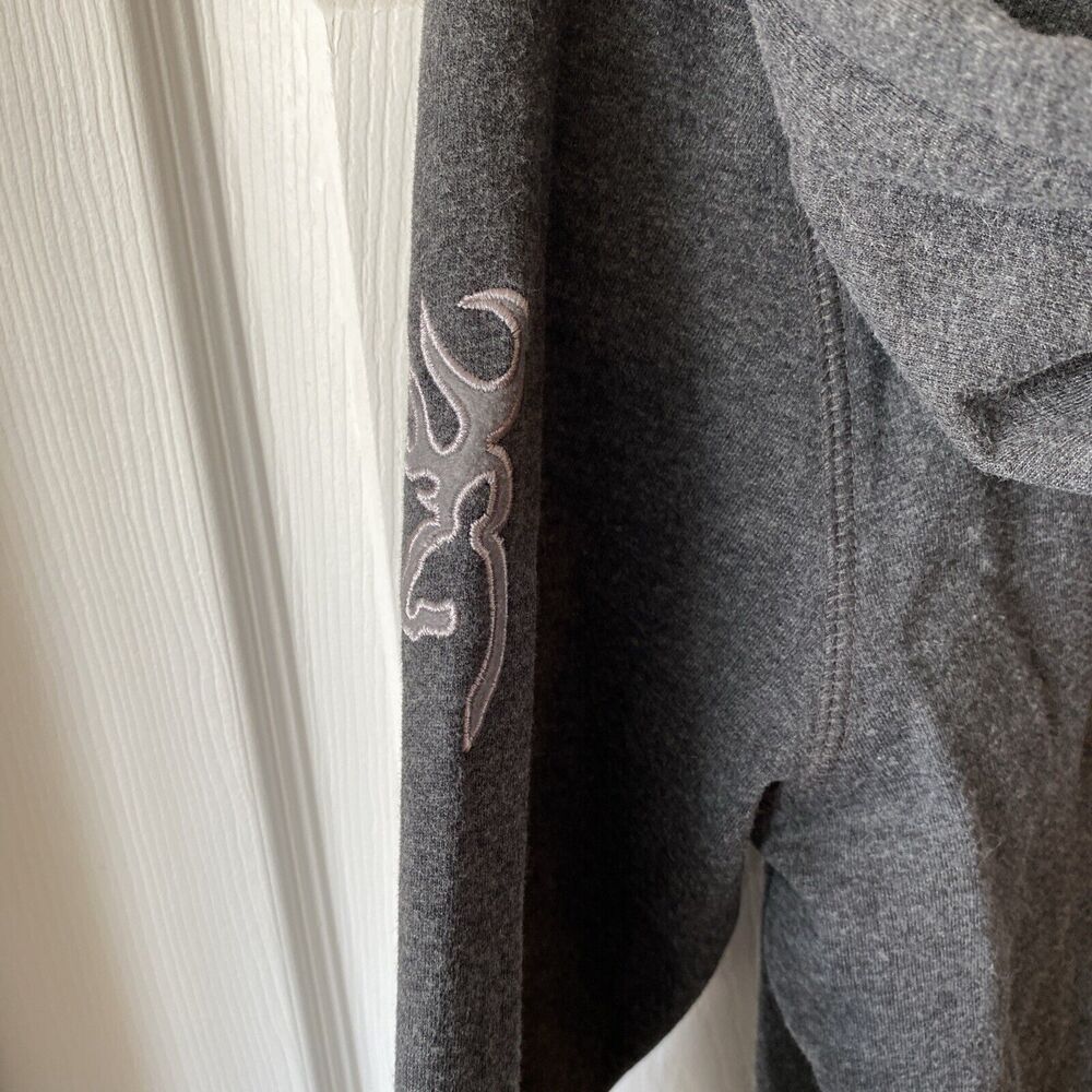 Browning Hoodie Women’s Medium Pouch Thumbholes Grey Pullover - Picture 7 of 11